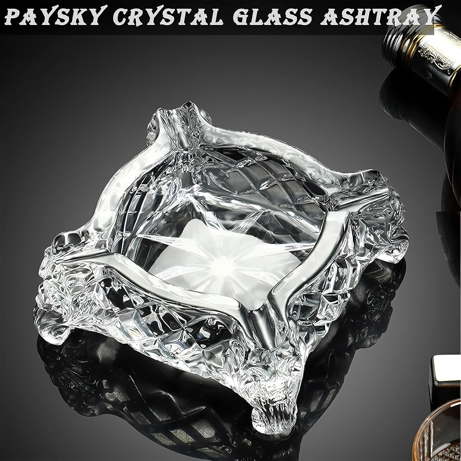 Paysky Square Glass Cigar Ashtray, detail view