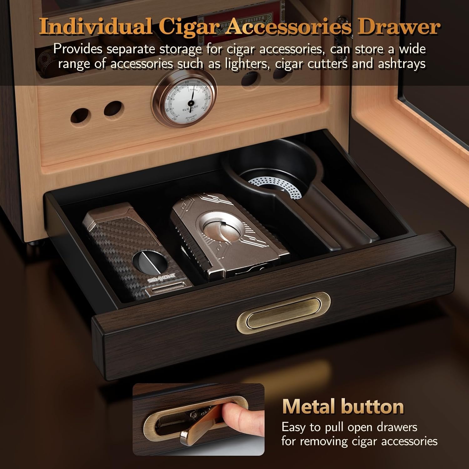 Lighted Display Humidor Cabinet with Magnetic Glass Door: image 5