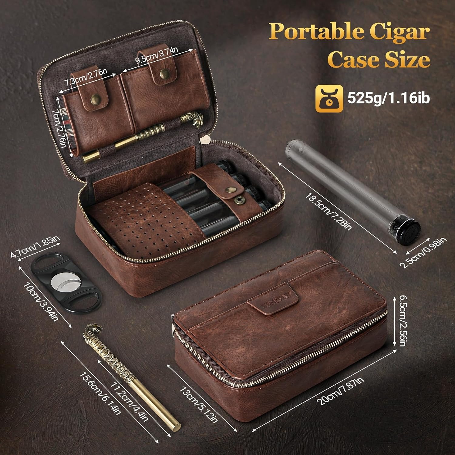Leather Travel Cigar Case with Cedar Lining: image 6